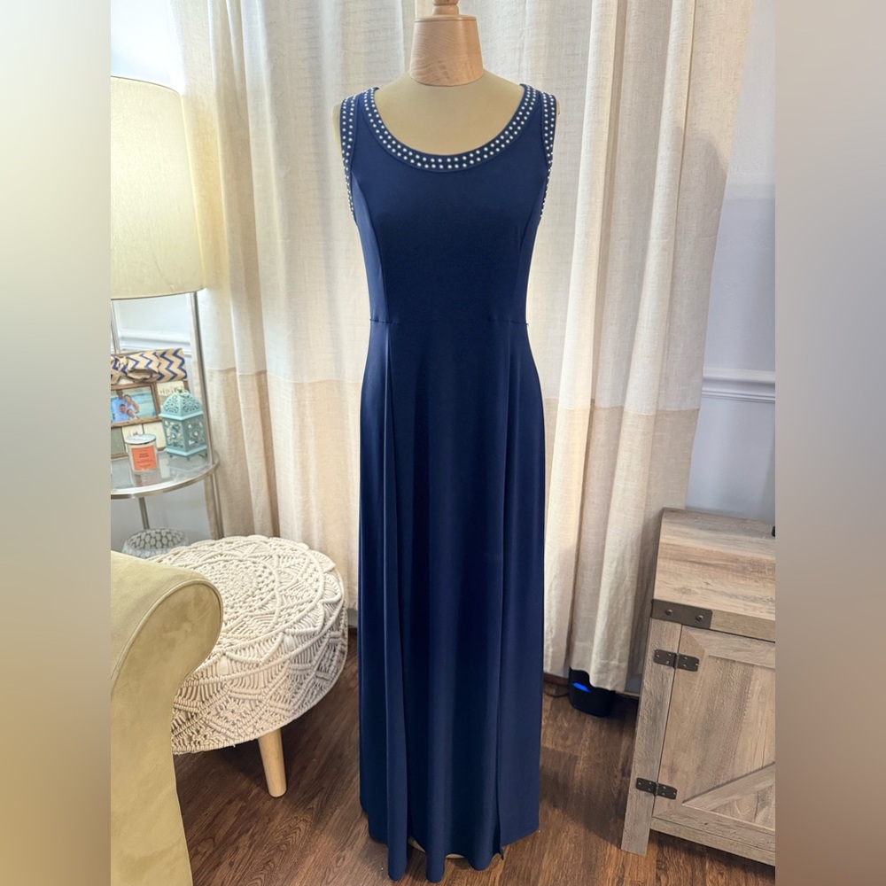 Spense Blue Sleeveless Maxi Gown for Wedding Guests